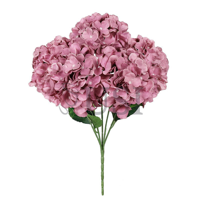 Deluxe Hydrangea Flower Bush x5, 19in, Mauve