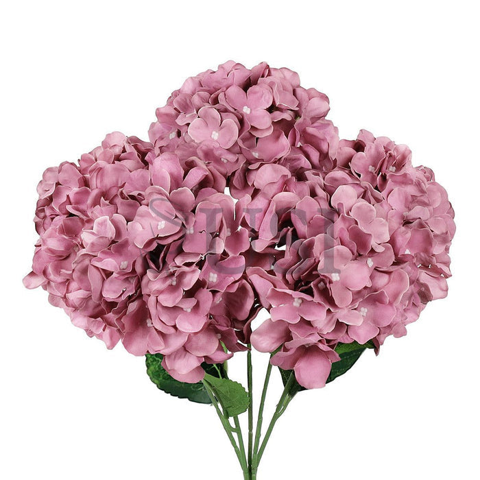 Deluxe Hydrangea Flower Bush x5, 19in, Mauve