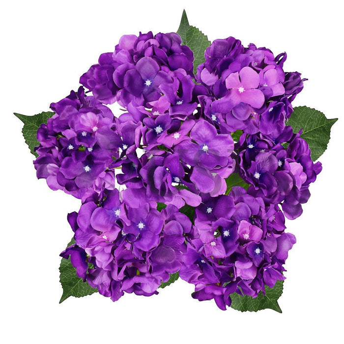 Deluxe Hydrangea Flower Bush x7, 20in, Lavender Purple