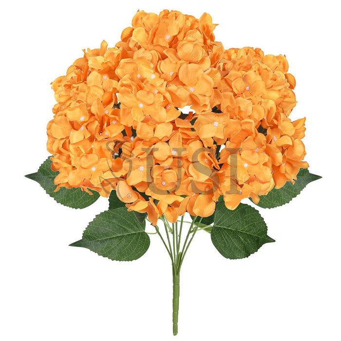 Deluxe Hydrangea Flower Bush x7, 20in, Orange
