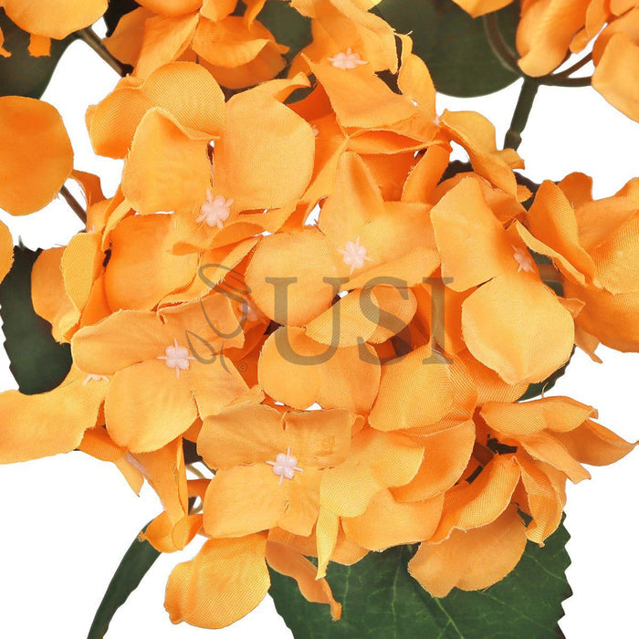 Deluxe Hydrangea Flower Bush x7, 20in, Orange