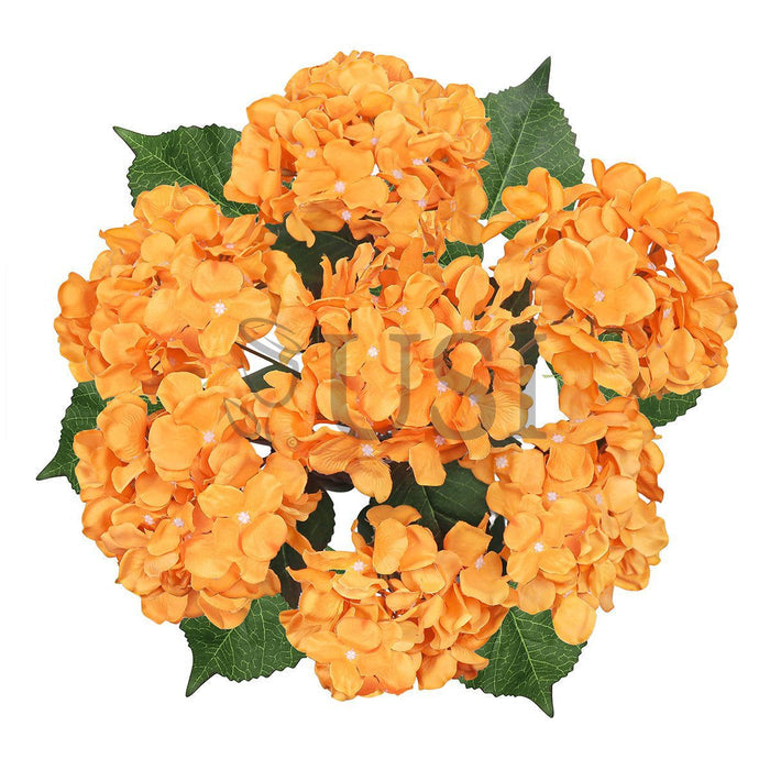 Deluxe Hydrangea Flower Bush x7, 20in, Orange