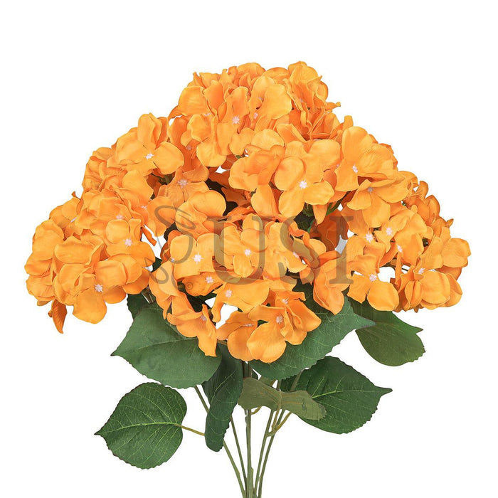 Deluxe Hydrangea Flower Bush x7, 20in, Orange