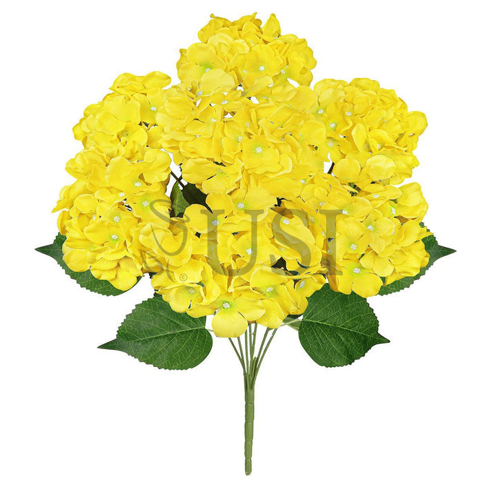 Deluxe Hydrangea Flower Bush x7, 20in, Yellow