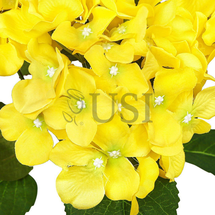 Deluxe Hydrangea Flower Bush x7, 20in, Yellow