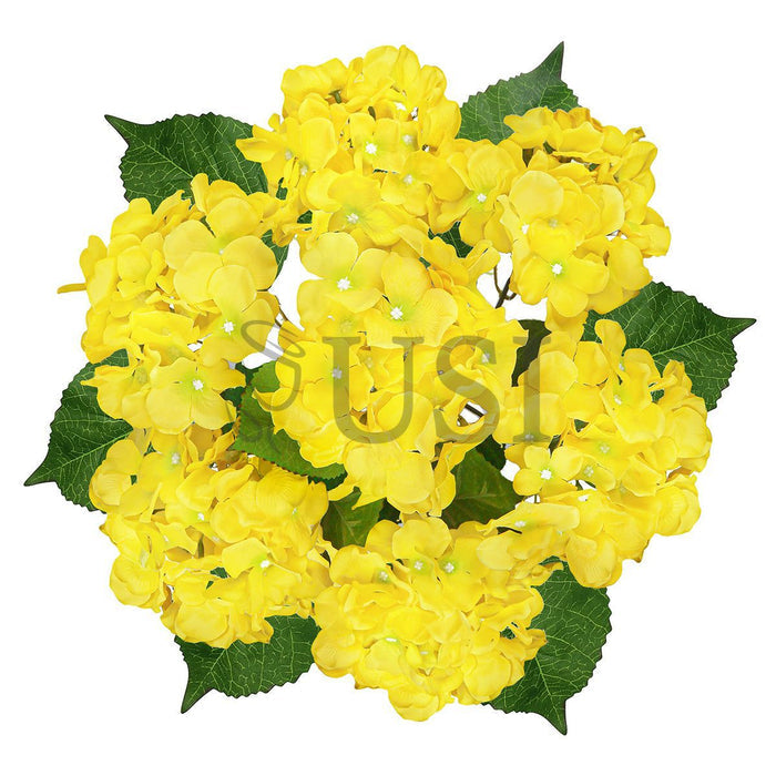 Deluxe Hydrangea Flower Bush x7, 20in, Yellow