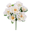 Deluxe Magnolia Flower Bush x7, 16in, Cream White