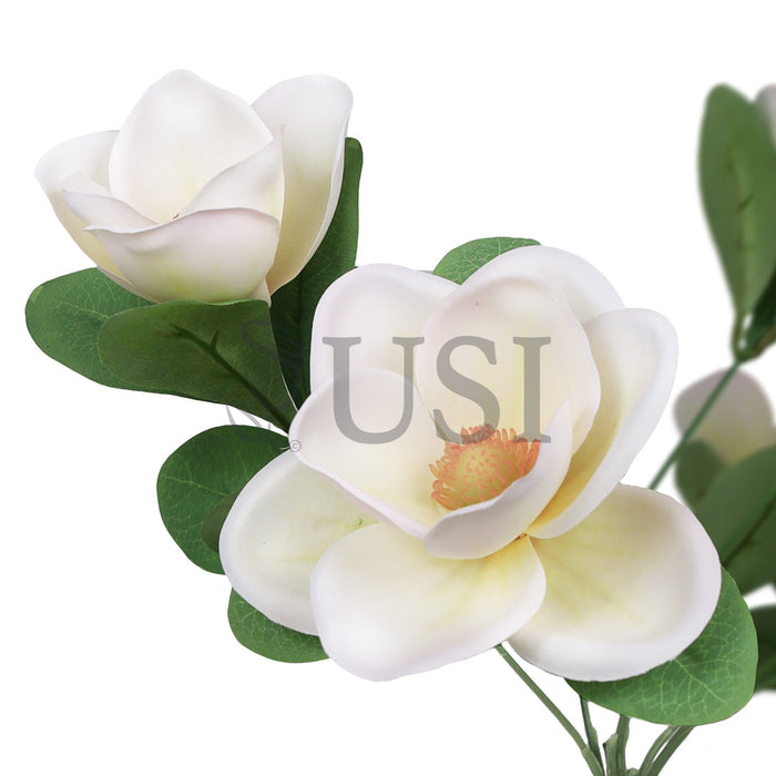 Deluxe Magnolia Flower Bush x7, 16in, Cream White