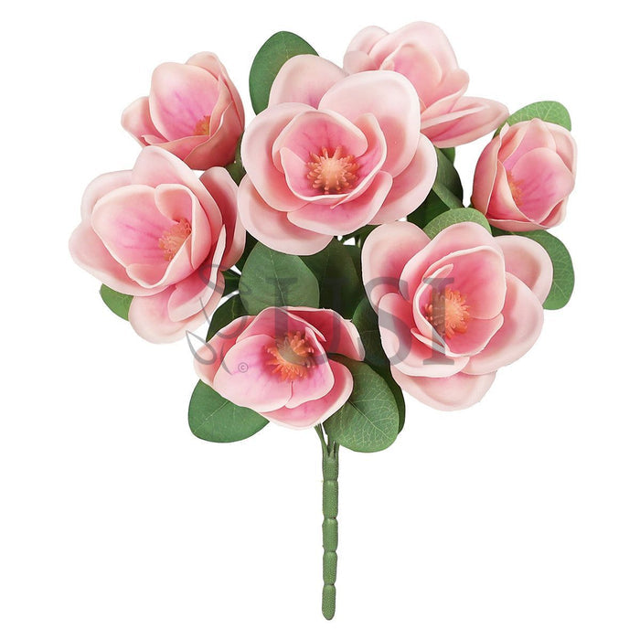 Deluxe Magnolia Flower Bush x7, 16in, Fuchsia Pink
