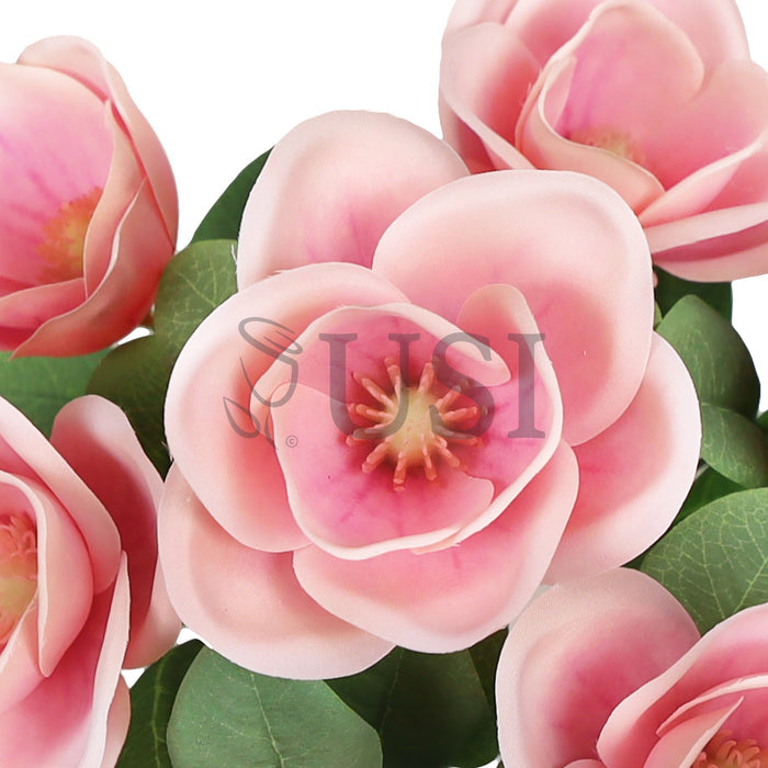 Deluxe Magnolia Flower Bush x7, 16in, Fuchsia Pink