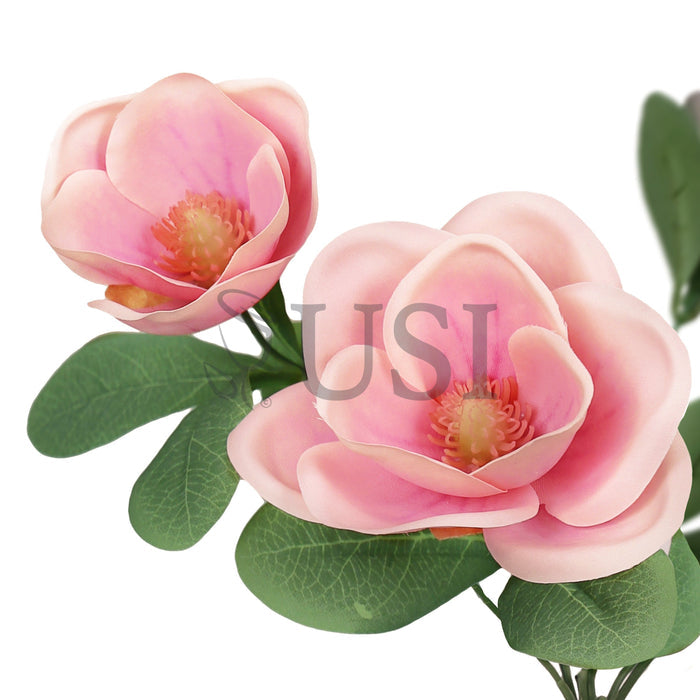 Deluxe Magnolia Flower Bush x7, 16in, Fuchsia Pink