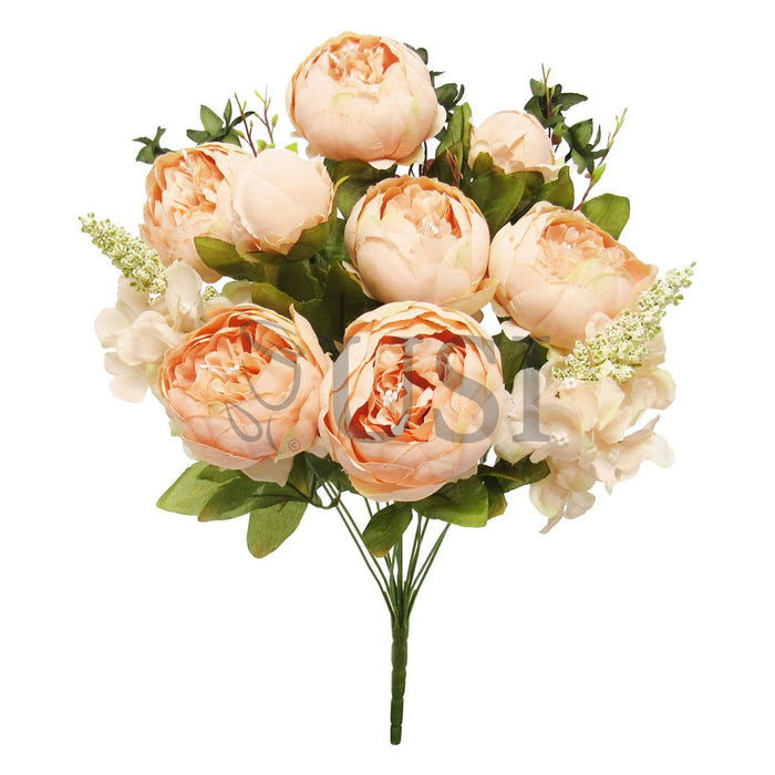 Deluxe Mixed Peony Bush x13, 19in, Blush Peach