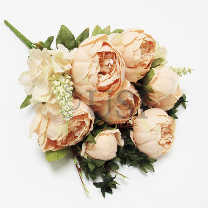 Deluxe Mixed Peony Bush x13, 19in, Blush Peach