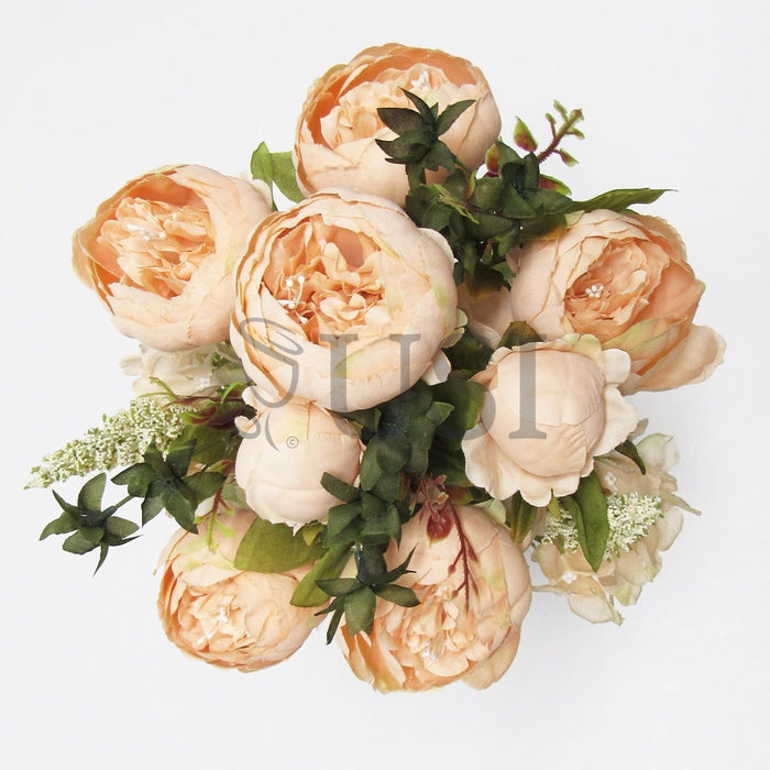 Deluxe Mixed Peony Bush x13, 19in, Blush Peach