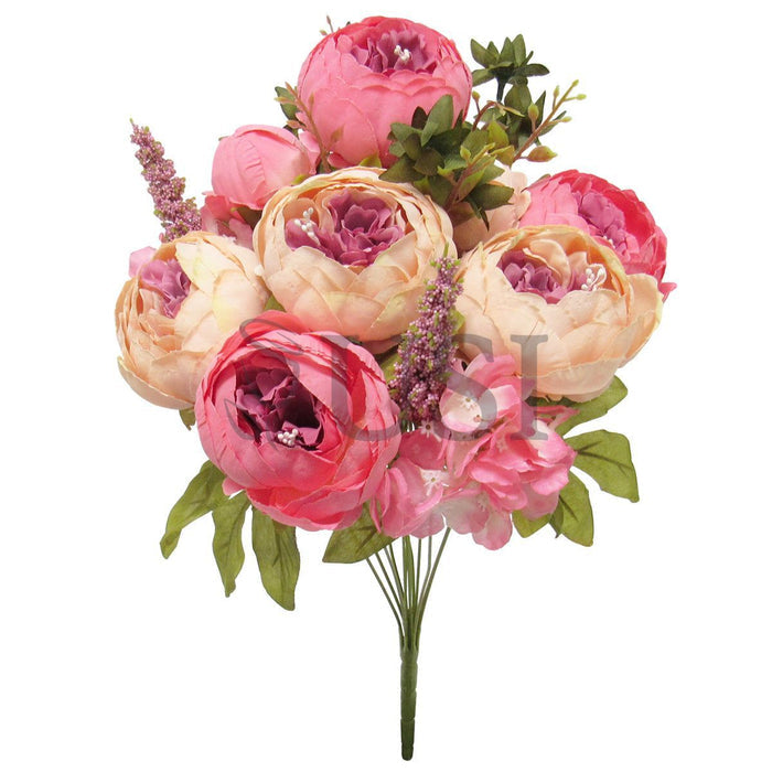 Deluxe Mixed Peony Bush x13, 19in, Coral Peach