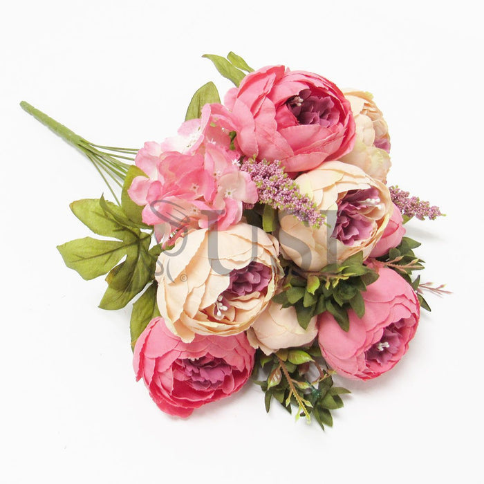 Deluxe Mixed Peony Bush x13, 19in, Coral Peach