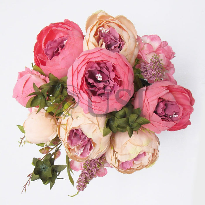 Deluxe Mixed Peony Bush x13, 19in, Coral Peach