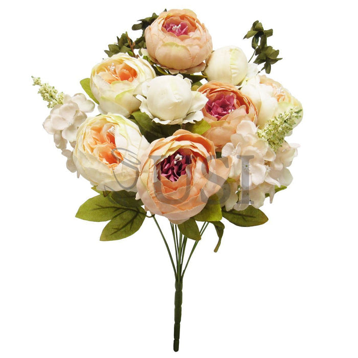 Deluxe Mixed Peony Bush x13, 19in, Cream Peach
