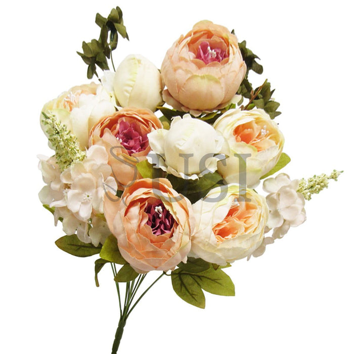 Deluxe Mixed Peony Bush x13, 19in, Cream Peach
