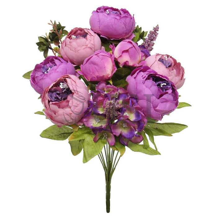 Deluxe Mixed Peony Bush x13, 19in, Lavender Purple