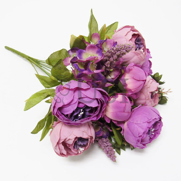 Deluxe Mixed Peony Bush x13, 19in, Lavender Purple