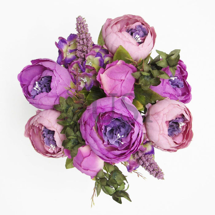 Deluxe Mixed Peony Bush x13, 19in, Lavender Purple