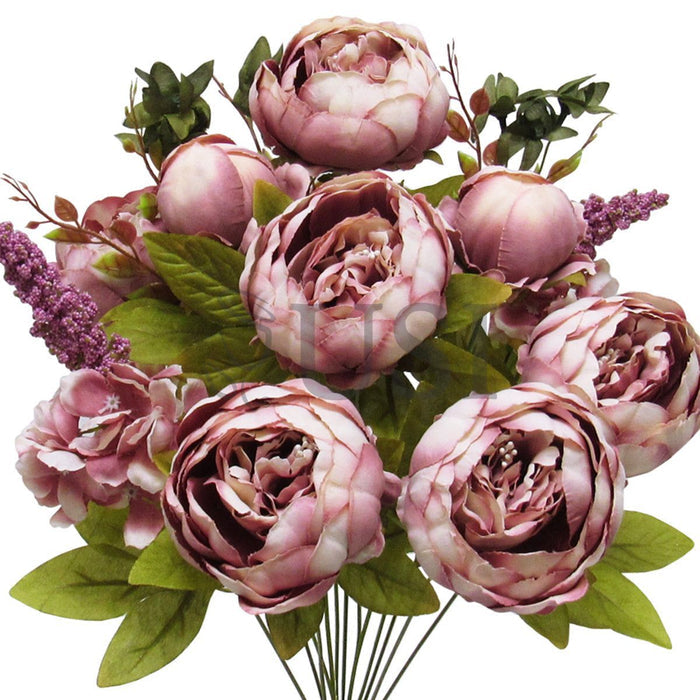 Deluxe Mixed Peony Bush x13, 19in, Mauve