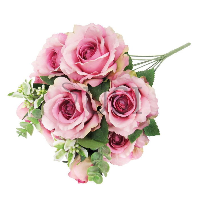 Deluxe Sweet Rose Bush w Filler x9, 20in, Rose Pink