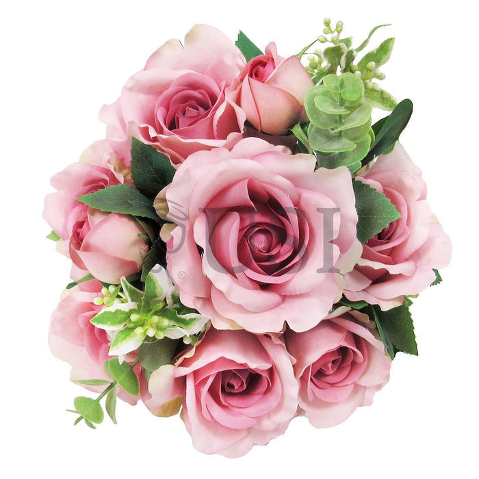 Deluxe Sweet Rose Bush w Filler x9, 20in, Rose Pink