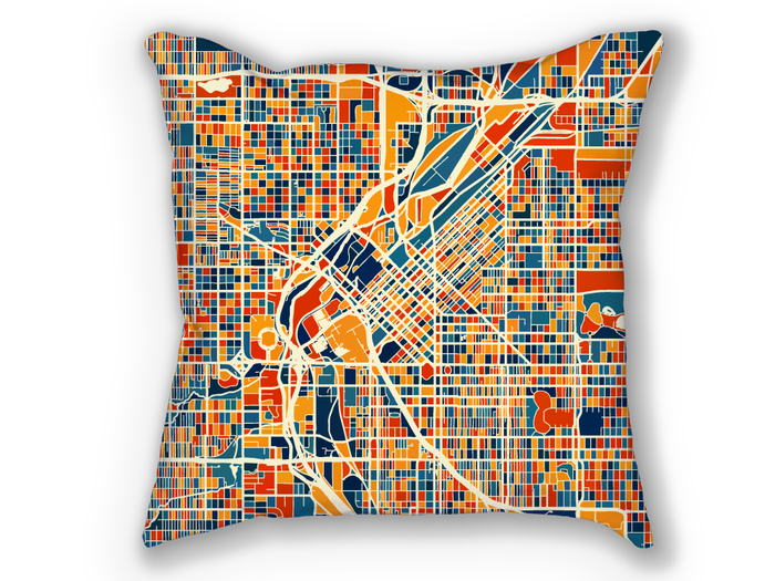 Denver Map Pillow - Colorado Map Pillow 18x18