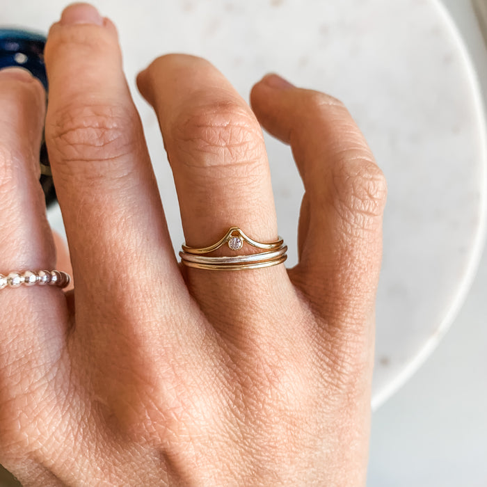 Diamond Chevron Dainty Stacker Ring