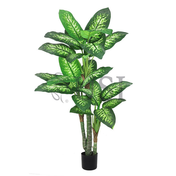 Dieffenbachia Tree Large Leaf Real Touch Potted, 62in, Green Variegated