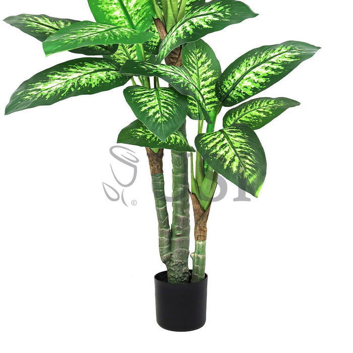 Dieffenbachia Tree Large Leaf Real Touch Potted, 62in, Green Variegated