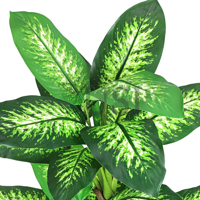 Dieffenbachia Tree Large Leaf Real Touch Potted, 62in, Green Variegated