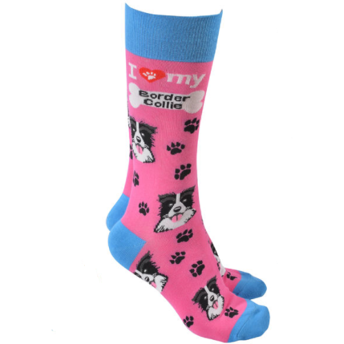 Border Collie Socks Pink