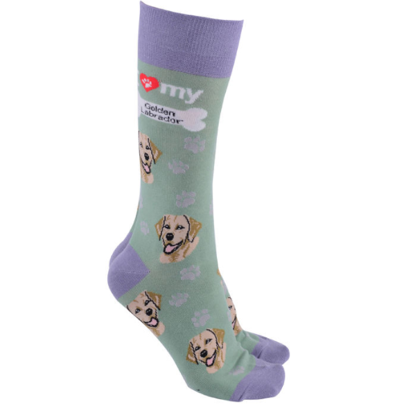 Golden Labrador Socks Green