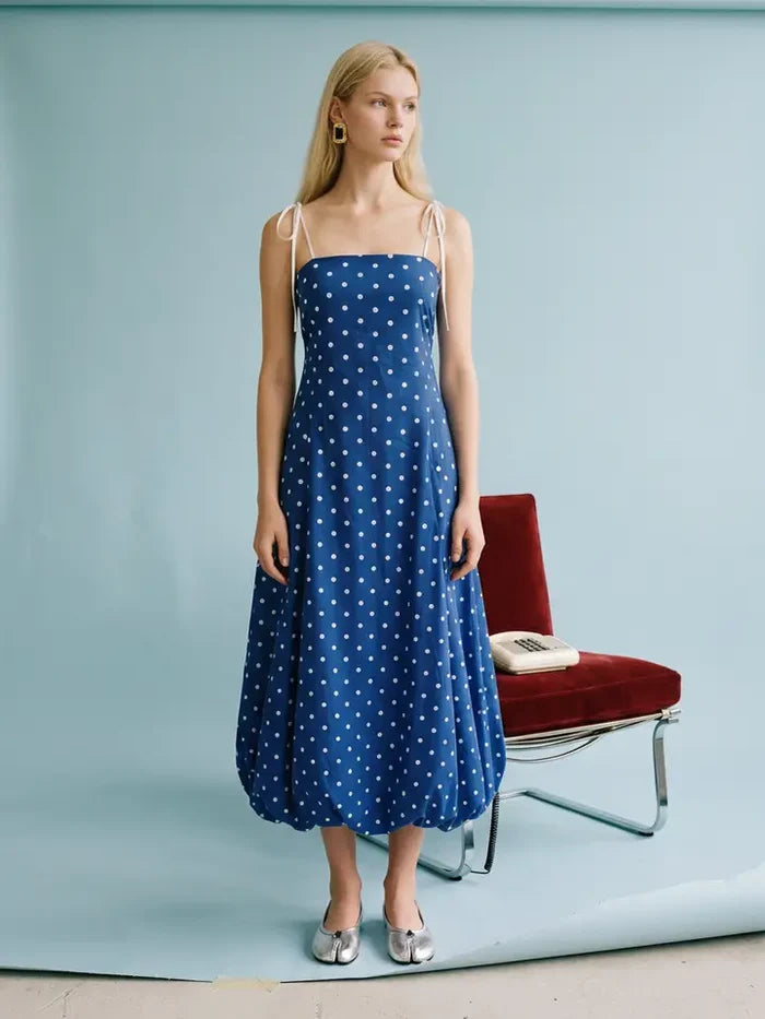 Dottie Midi Bubble Hem Tie Strap Dress