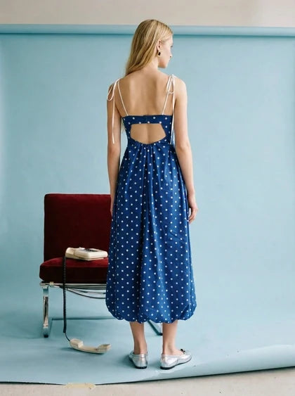 Dottie Midi Bubble Hem Tie Strap Dress
