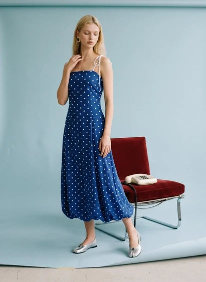Dottie Midi Bubble Hem Tie Strap Dress
