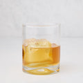 Hudson Grace Double Old-Fashioned Glass with whiskey and ice, clear glass, heavy base, 11.75 oz.