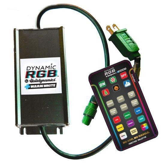 Certified Lights Dynamic RGBWW 500w controller and remote with multiple color and function buttons.