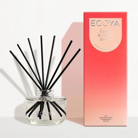 Ecoya diffuser with black sticks guava lychee
