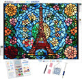 Eiffel Tower Surrounded By Swirling Floral Motifs