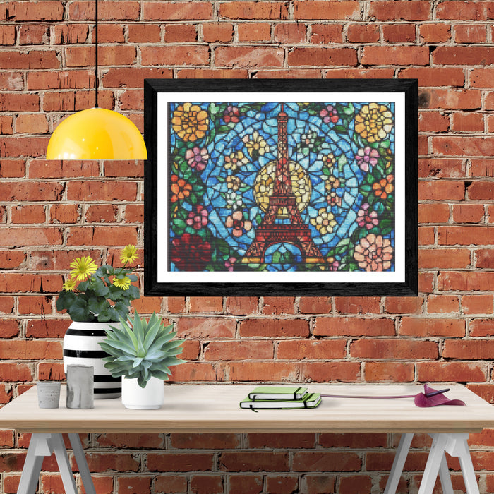 Eiffel Tower Surrounded By Swirling Floral Motifs