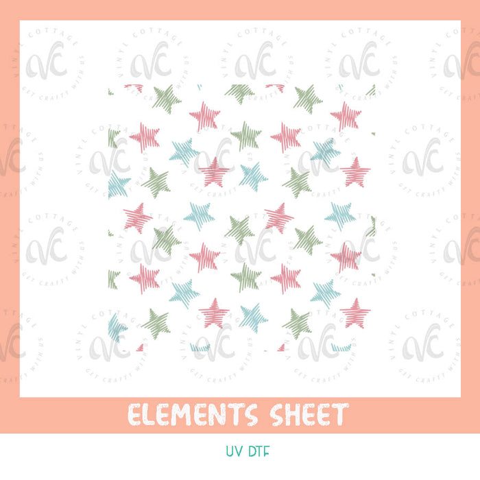 EL17 ~ Pastel Stars ~ UV DTF Element Sheet