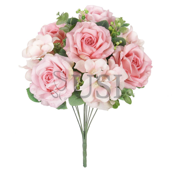 Elegant Mixed Rose Hydrangea Bush w Filler x10, 19in, Blush Pink