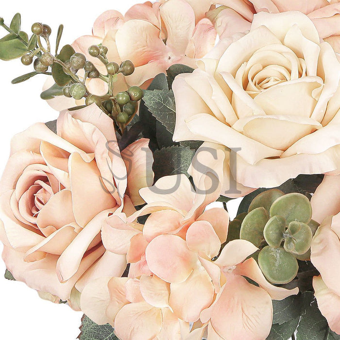Elegant Mixed Rose Hydrangea Bush w Filler x10, 19in, Champagne Peach