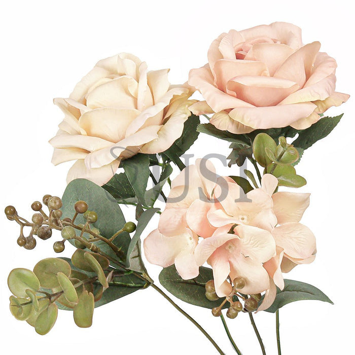 Elegant Mixed Rose Hydrangea Bush w Filler x10, 19in, Champagne Peach