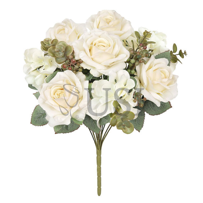 Elegant Mixed Rose Hydrangea Bush w Filler x10, 19in, Cream Ivory