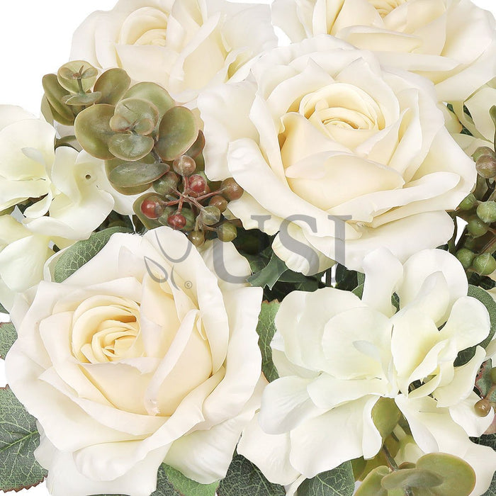 Elegant Mixed Rose Hydrangea Bush w Filler x10, 19in, Cream Ivory